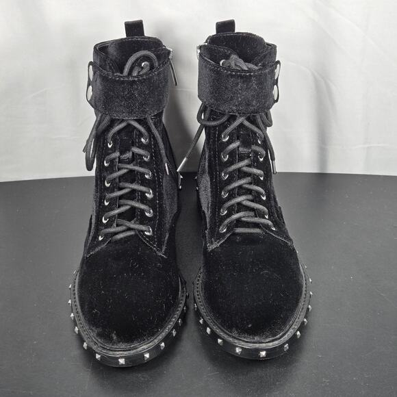 Vince Camuto Talorini Boots Womens 7.5 Black Velvet Studded Ankle Booties Dress - Picture 10 of 13